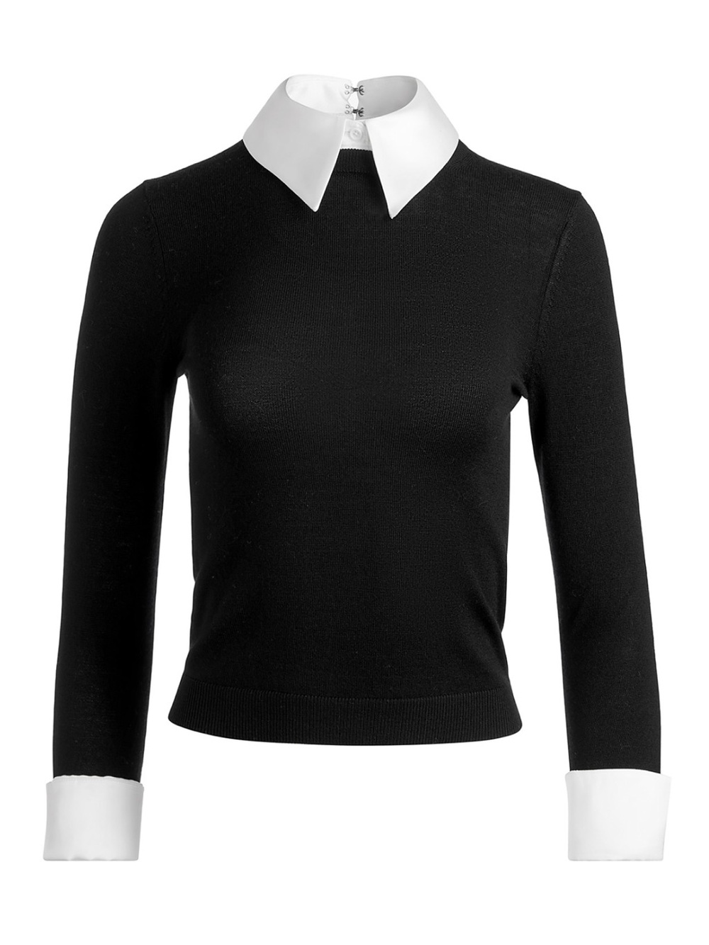 Alice + Olivia Porla Collared Black Sweater